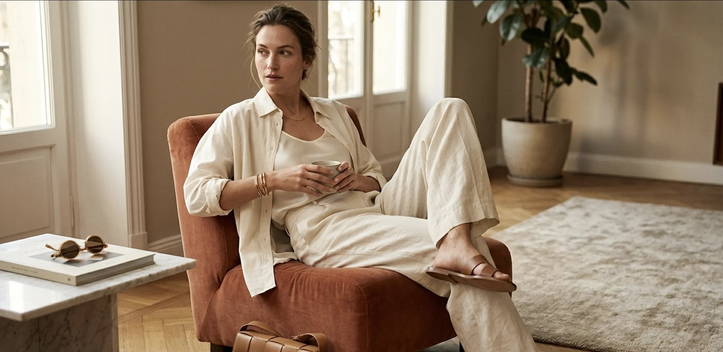Woman wearing elegant summer outfit