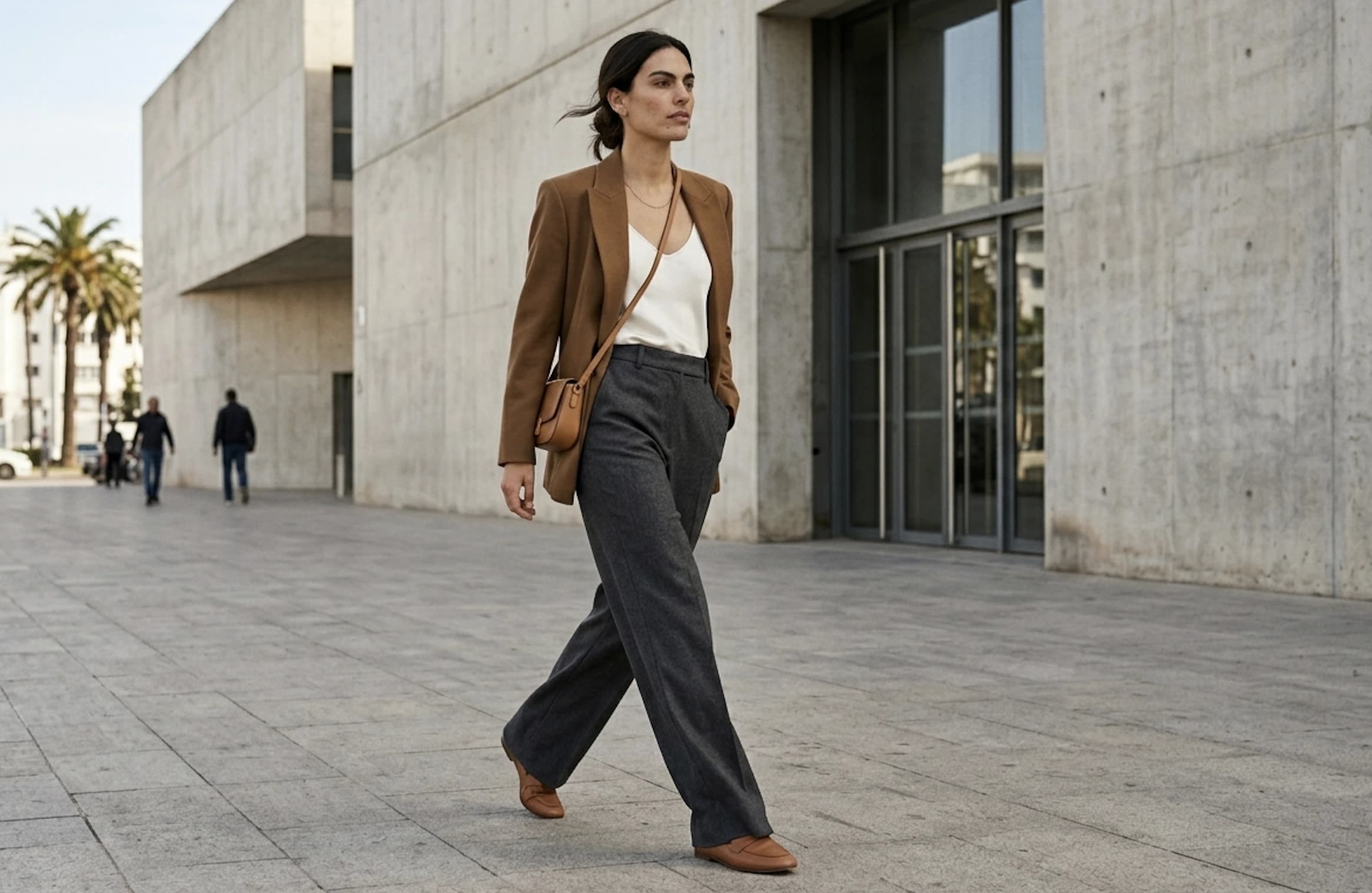 Fashion editor in wide-leg trousers